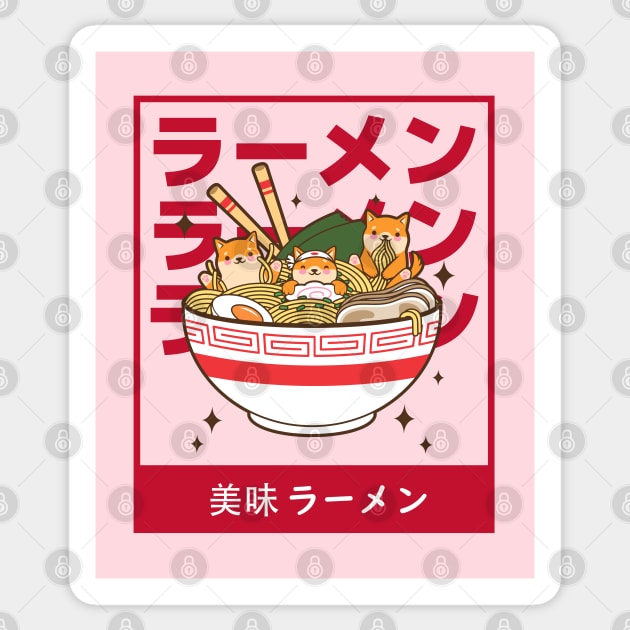 3 Shiba Yummy Ramen Sticker by InfiniTee Design